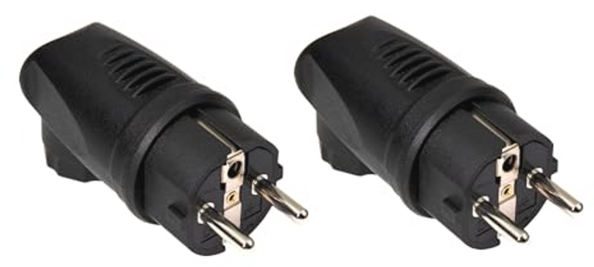 Hoekstekker 230 V voor Buiten - Geaarde Schuko Stroomstekker IP44 - 2 Stuks