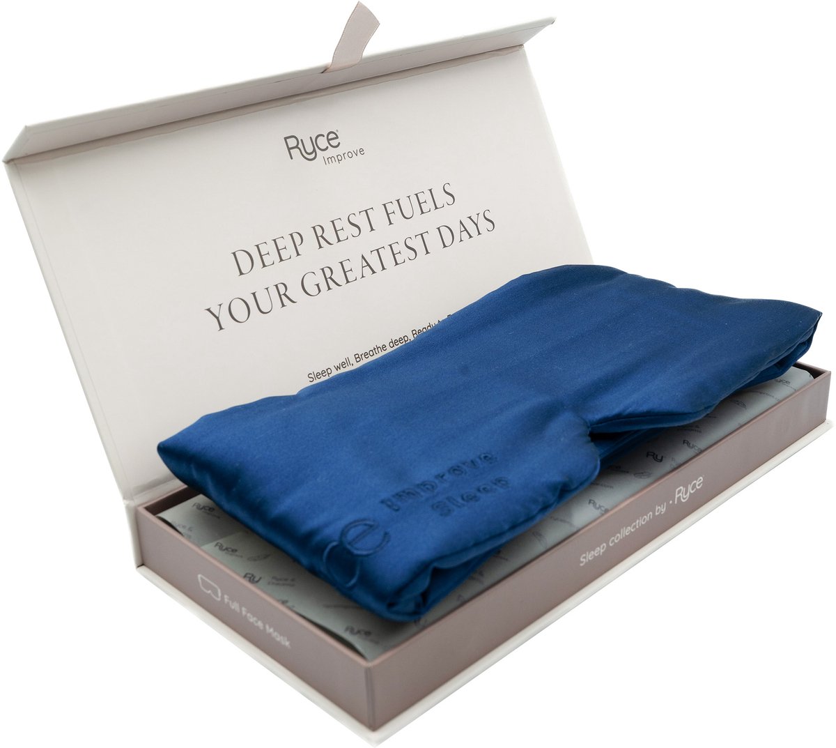 Bol.com Ryce® Zijden Slaapmasker - Oogmasker - Vrouwen & Mannen - Full Cover - Cadeau - Blauw aanbieding