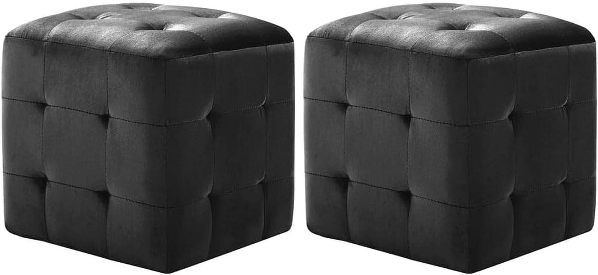 2x Fluwelen Poufs - Moderne Hocker en Voetenbank - Comfortabele Zitoplossing voor Elke Ruimte
