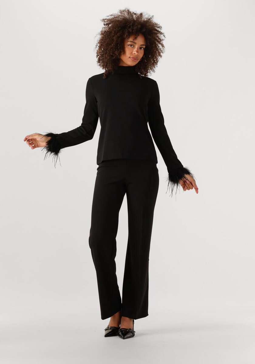 Ana Alcazar Top Feathers Tops & T-shirts Dames - Shirt - Zwart - Maat 42