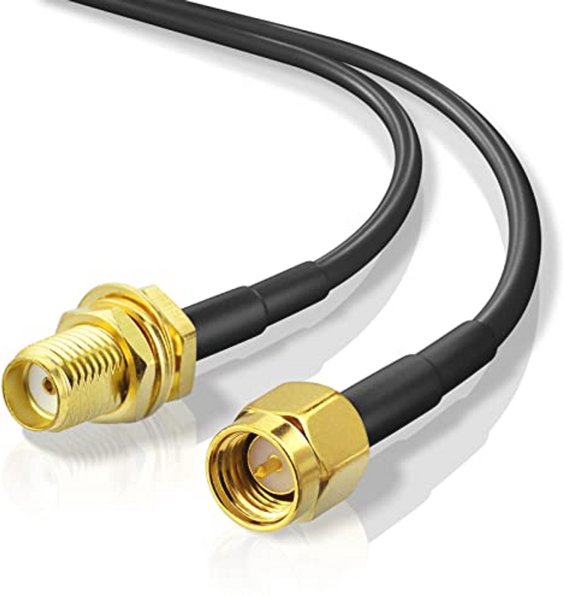 WLAN-antenne verlengkabel 1 m - SMA-stekker naar bus, verliesarme RG174 coaxkabel voor 4G LTE, 5G en wifi