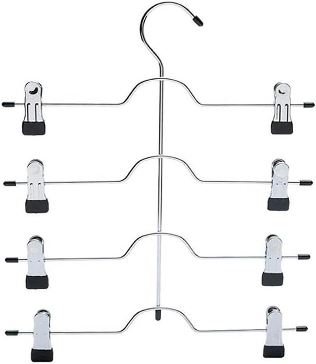 4 Tier Ruimtebesparende Metalen Rok Hangers met Clips - Broek Hanger voor Slack .