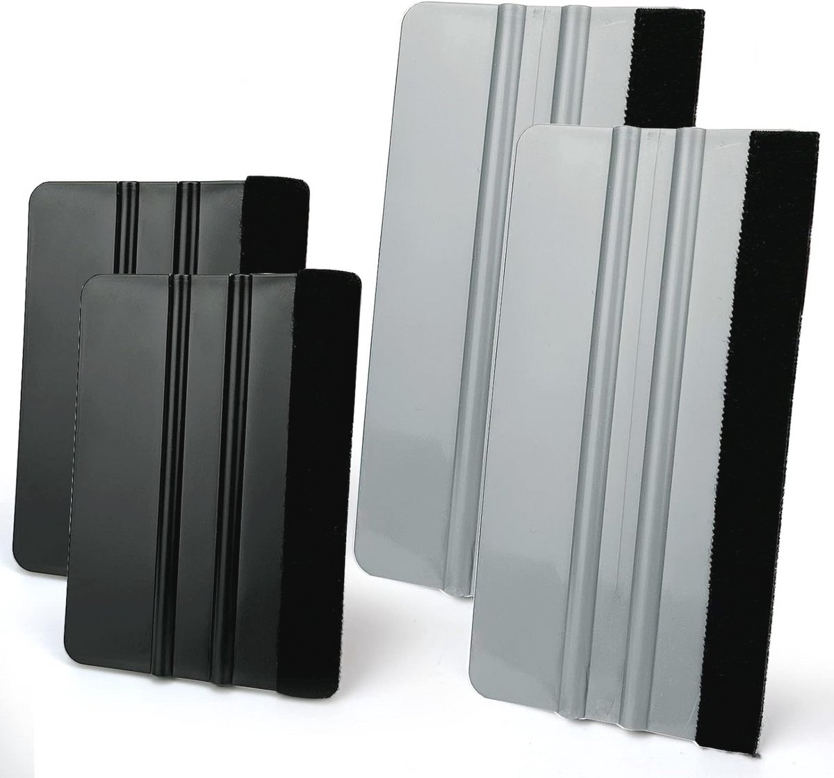 Kunststof Vilten Rakel Set - 4 Stuks met 2 Maten voor Vinyl Wrap en Behang Applicatie
