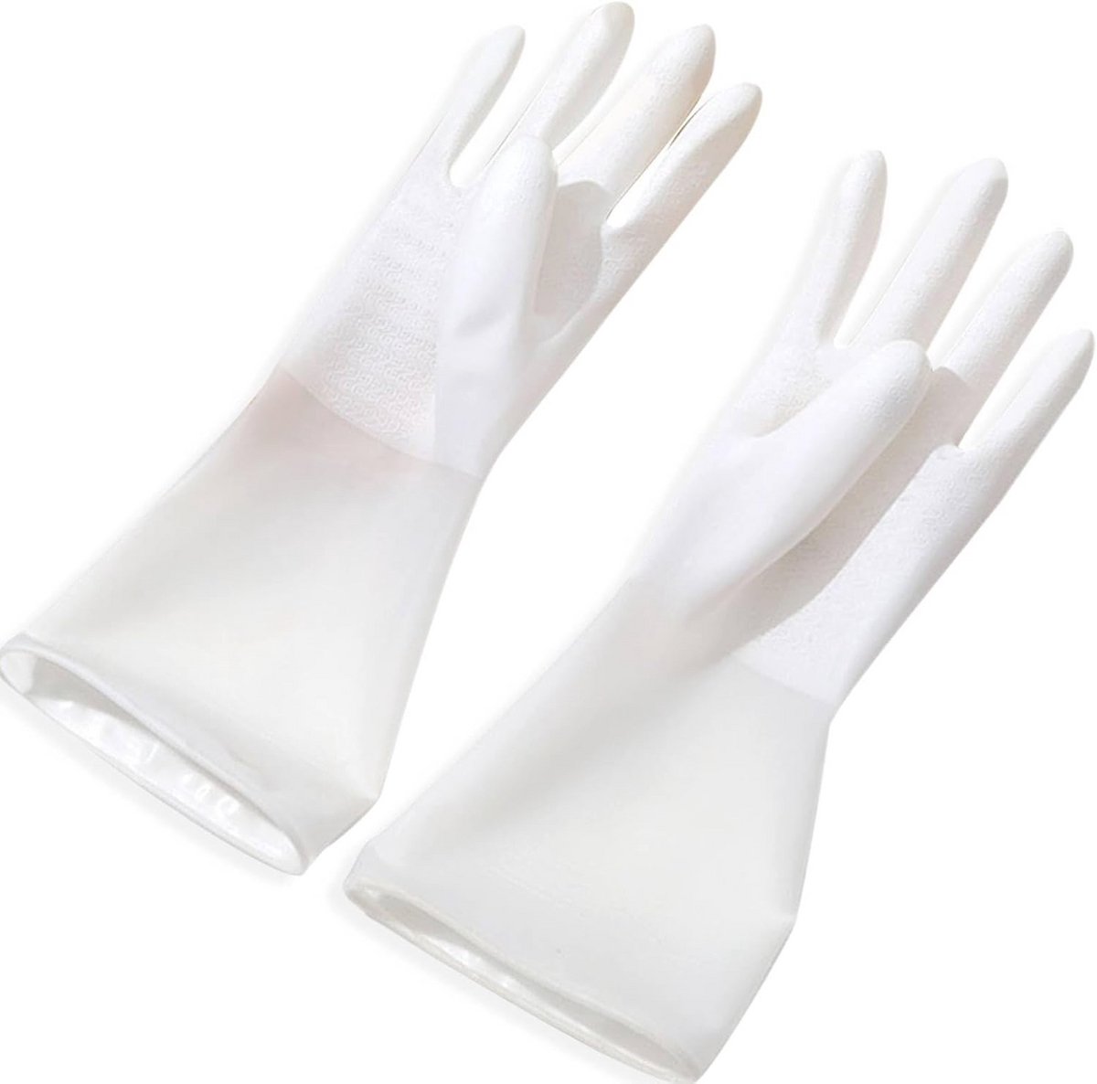 Rubberen afwas- en schoonmaakhandschoenen - herbruikbaar en waterdicht, wit (M)