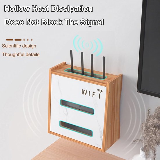 MOE UHANE Routerkast - Router Opbergdoos - Router Verbergen - Router Box - Wall Box - Wandboxen - Wifi-plank - Wifi Kast - Made in EU (40 x 9,5 x 32