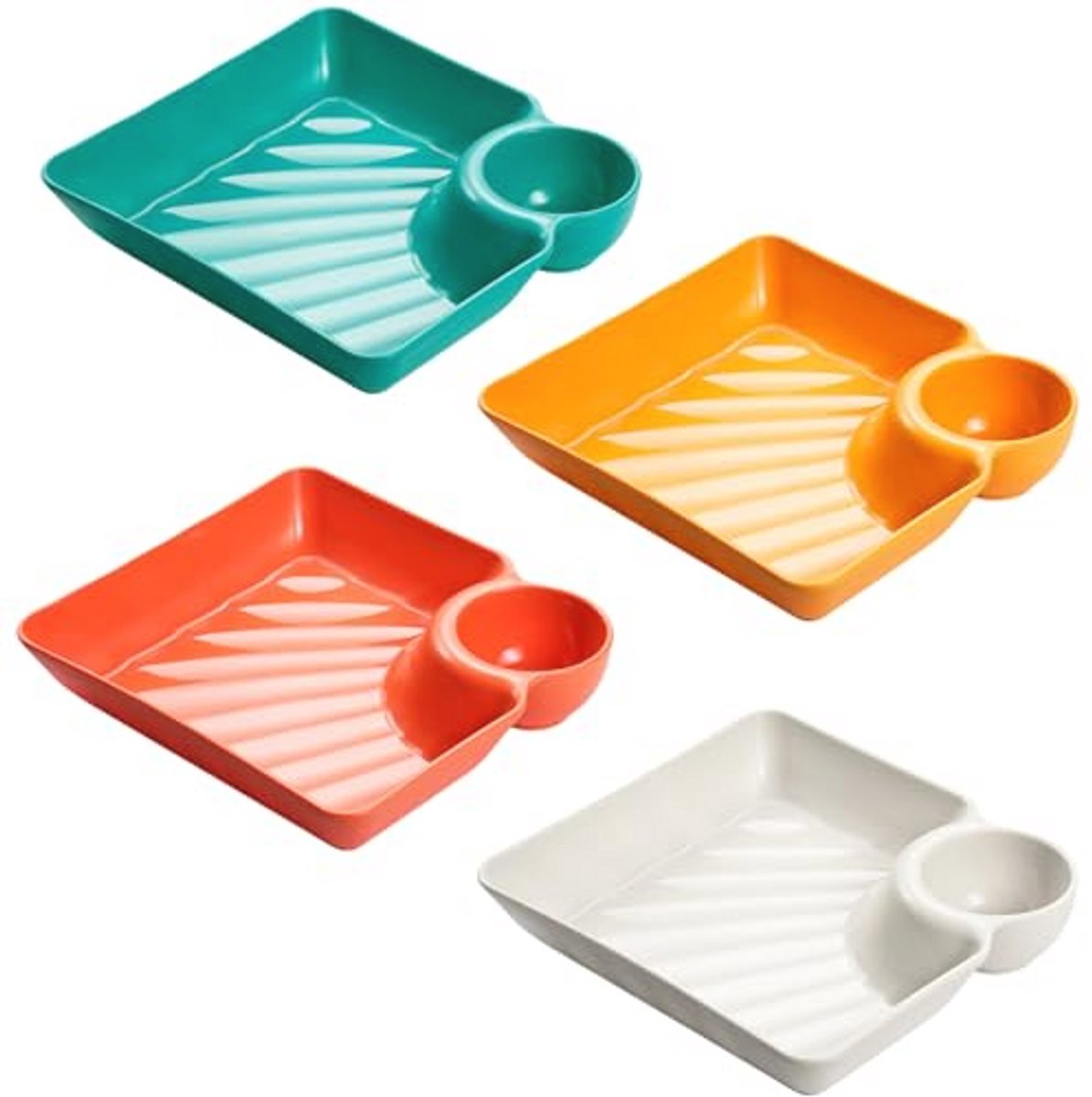 4 stuks snackborden voor dips, snacks en appetizers - Antislip en ruimtebesparend