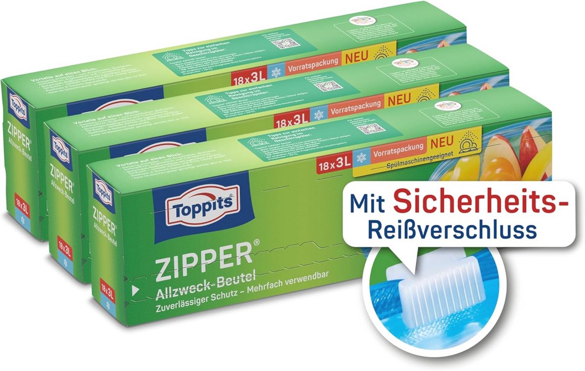 Multifunctionele Zipper Zakjes - 3 x 18 Stuks, Scheurvast, Herbruikbaar en Transparant