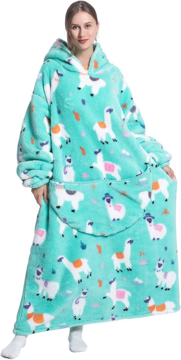 Oversized Deken Hoodie voor Volwassenen - Draagbare Fleece Capuchon Deken