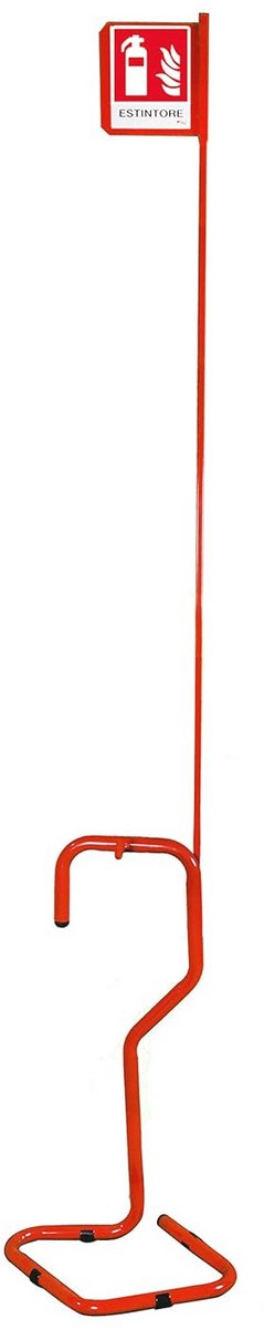 Complete Brandblusserhouder met Sokkel, Stang en Schild - Rood