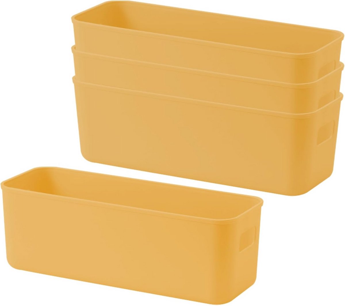Set van 4 stevige opbergdozen met handgrepen voor thuisorganisatie