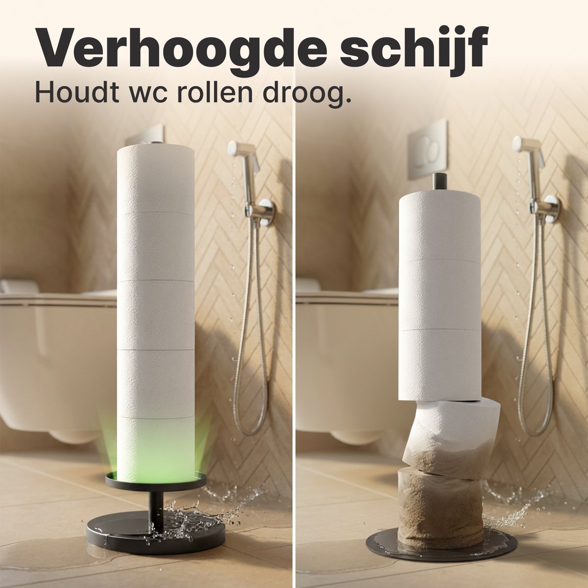 Toiletrolhouderstandaard (met reservefunctie), vrijstaande toiletpapieropslaghouder, roestvrijstalen toiletrolhouderstandaard voor opslag van badkamer- en toiletreserverollen