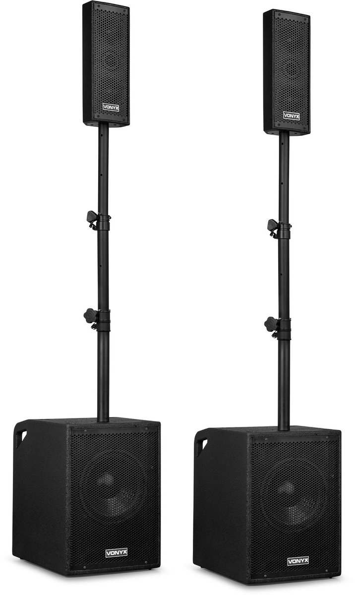 Geluidsinstallatie met Bluetooth - Vonyx VX1020BT - Actieve speakerset - 2.2 systeem - 2x 10 inch woofers - 1050W
