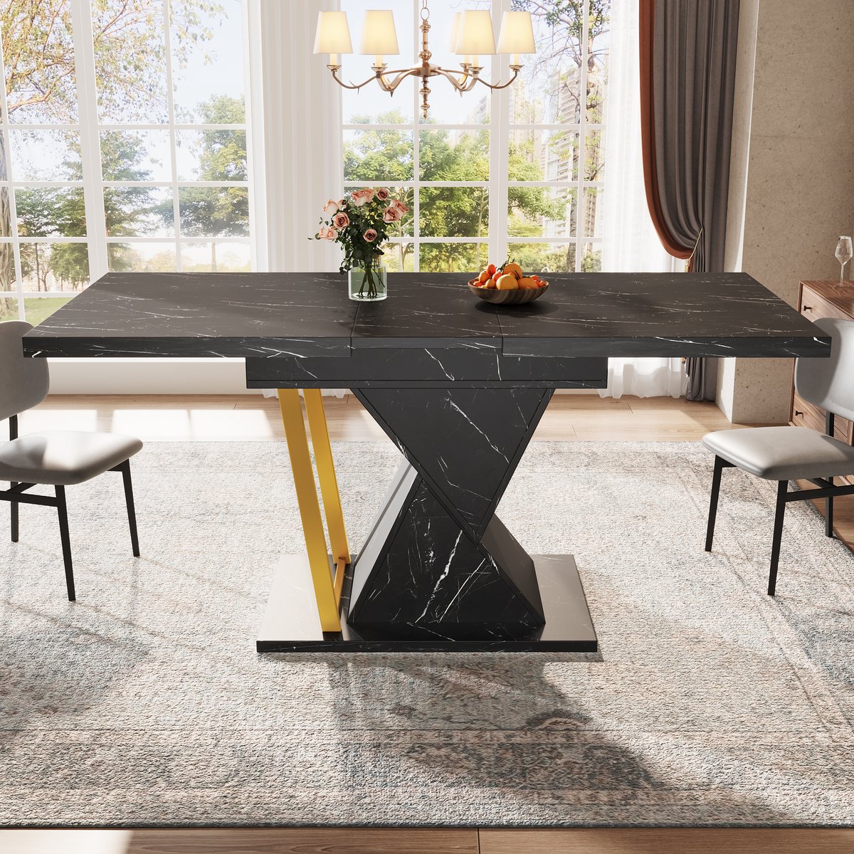 Uitschuifbare eettafel 110-140 x 80 x 76 cm - voor eetkamer en keuken - geschikt voor 6 pe
