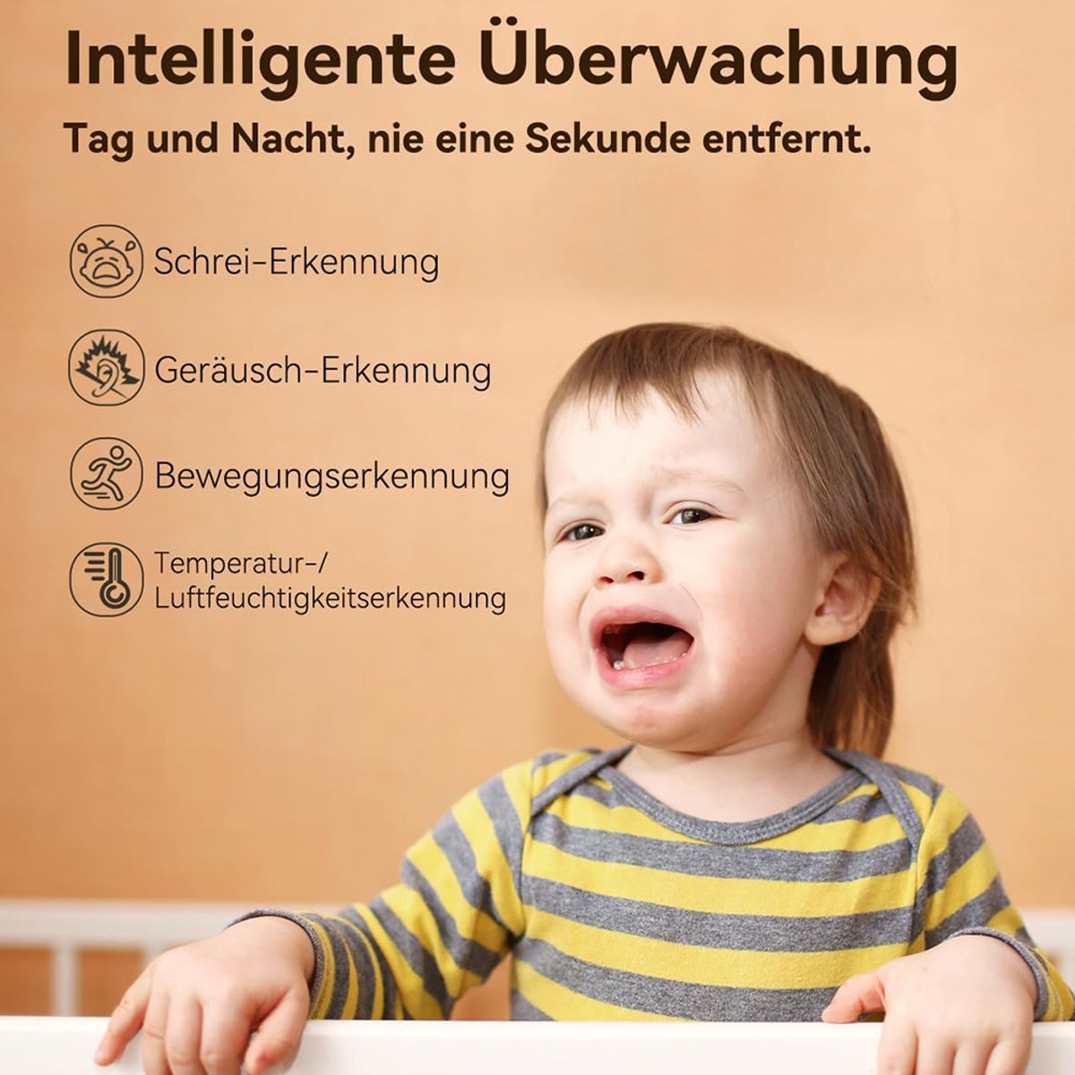 Wifi Baby Monitor - Babyfoon Met Camera 2K 3MPx - Babyfoon met 5 inch scherm - Splitscreen - Full HD Resolutie - Slaapliedjes - Temperatuur - Alexa & Google - Terugspreekfunctie - Video & Audio – foto 3