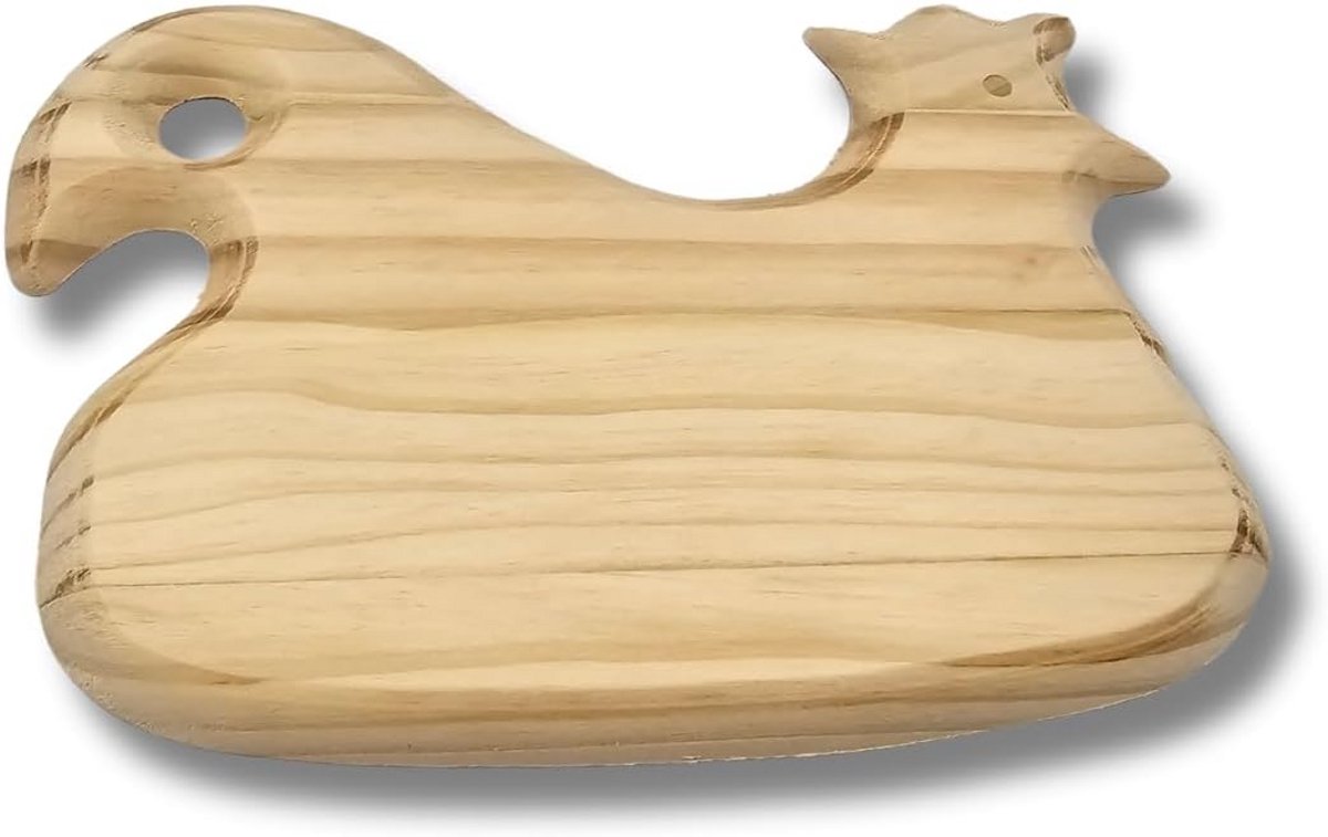 Houten Kinder Broodplank met Kippenmotief en Ei Vakje