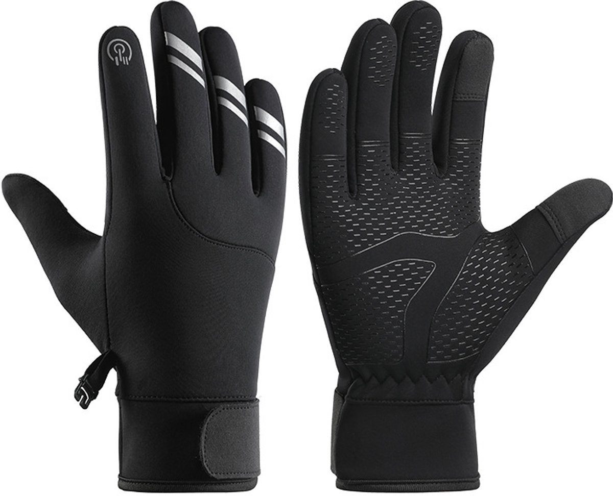WESTWOOD FOX WFX Winterhandschoenen voor touchscreen, antislip warme handschoenen, winddichte thermische sport- / fietshandschoenen voor heren en dames, outdoorhandschoenen voor hardlopen, kamperen, fietsen, autorijden (grijs, small