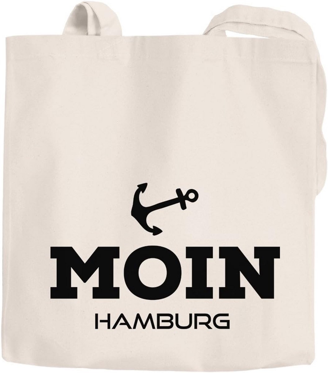 Katoenen Tas met 'Moin Hamburg' en Ankerprint - Natuurlijk en Duurzaam