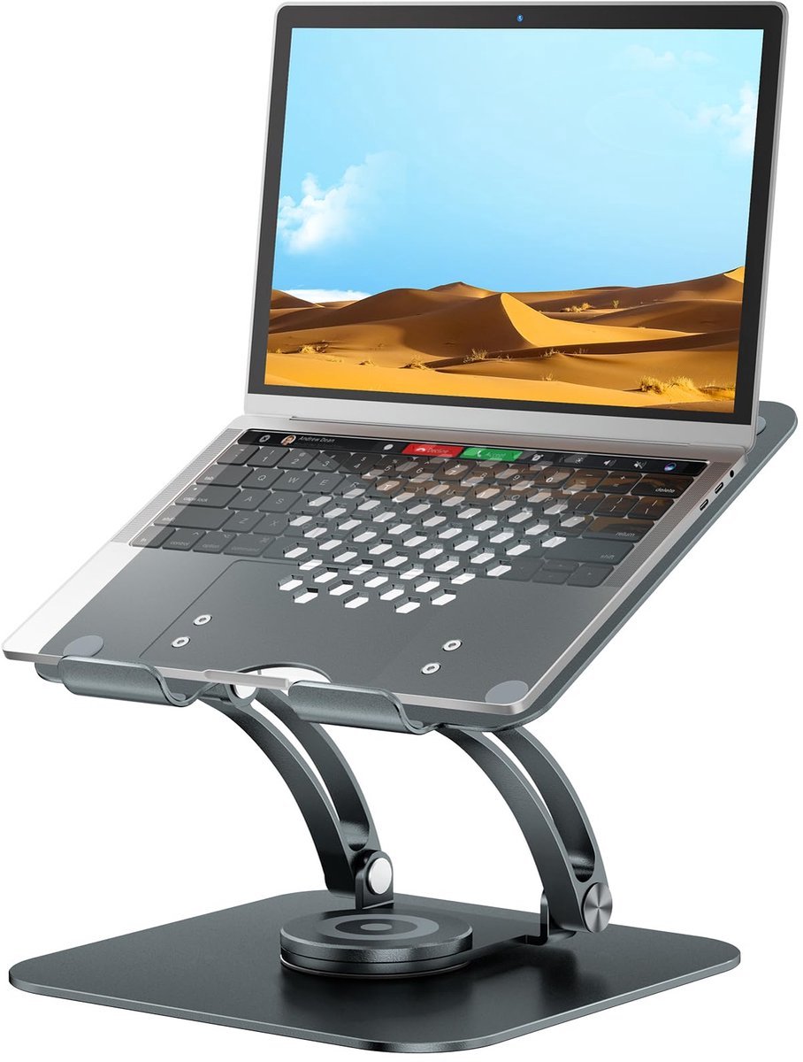 Stunq® Laptopverhoger met Ergonomische Verstelbaarheid en 360° Draaibare Basis voor Bureauwerk