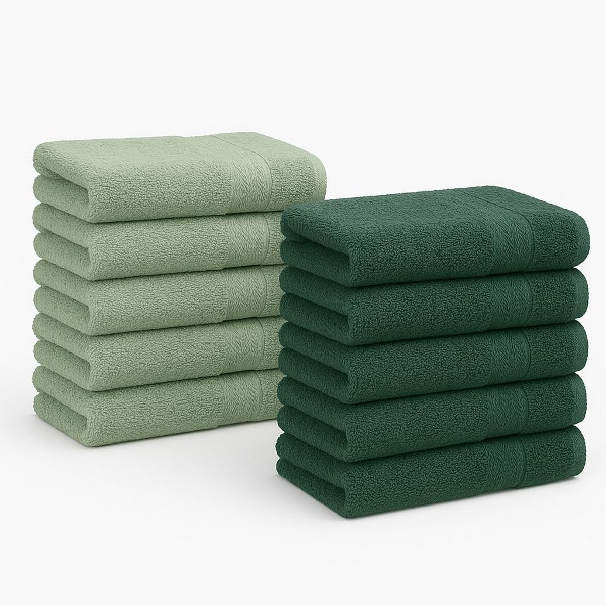 Gastendoekjes Set van 10 - 100% Katoen Handdoekjes 30x50 cm - Hoge Kwaliteit Groen en Pijn