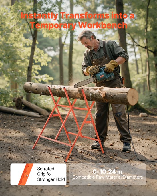 Inklapbare Zaagpaal, Set Van 2, 118 kg Draagvermogen, Instelbare Hoogte Met Stabiele Poten en Antislip Matten, Ideaal voor Houtbewerking, Timmerwerk en Aannemersprojecten — afbeelding 5