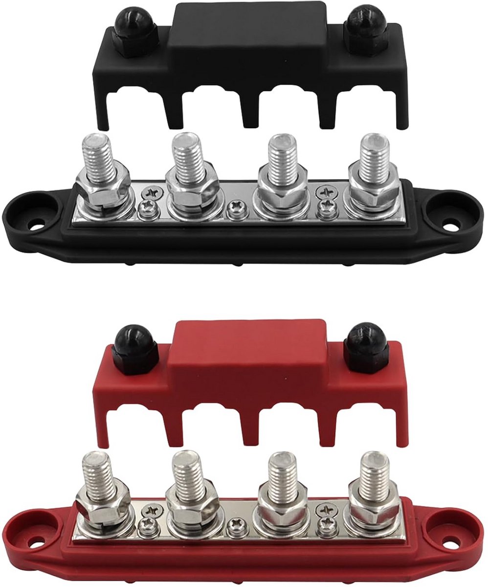 Verzamelrails 12-48V DC 250A 4x M8 Busbar Stroomverdeling Auto Marine
