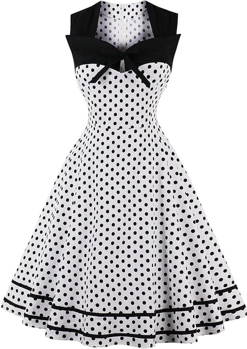 Dames Jurk 50's Stijl A-lijn Katoen Knielengte Feestelijk Elegante Vintage Zomerjurk voor Cocktail en Bruiloft