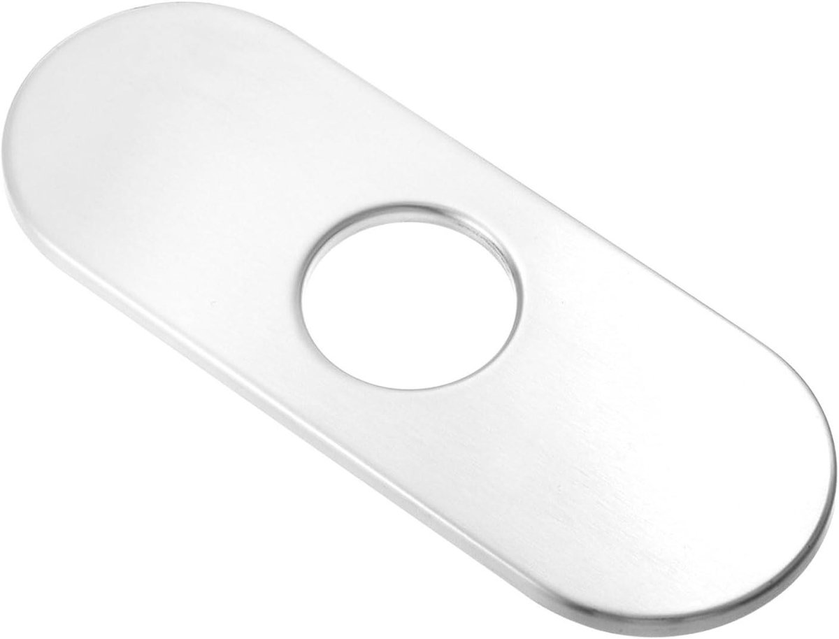 Ronte - Ovale RVS Afdekplaat voor Keuken en Badkamer, Zilverkleurig - 6 Inch - Kraangat Afdekking - Voor 1 of 3 Gaten