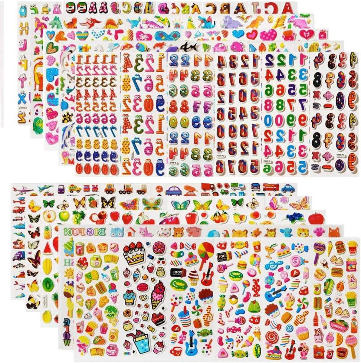 Ronte - Stickers voor kinderen | Scrapbooking en bullet journal | 3D gezwollen design | 60 vellen met diverse thema's
