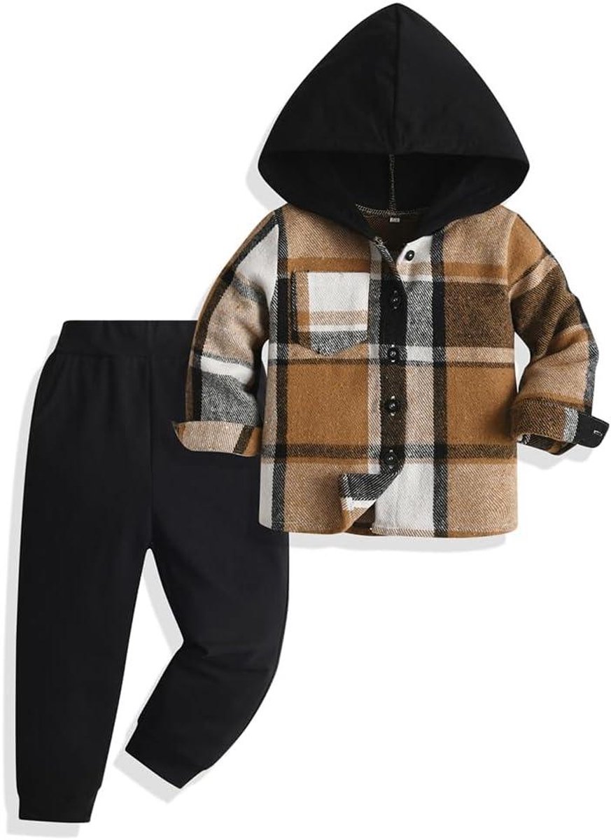 Ronte - Kledingset Peuters Baby Jongens - Plaid Hoodie Top Broek - Trainingspak Lente Herfst
