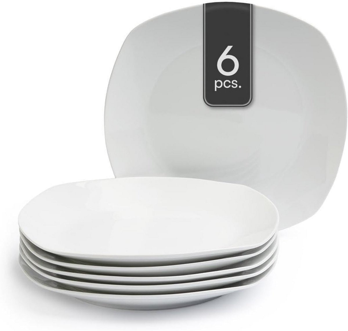 Porselein Dinerborden Set van 6, 27 cm, Wit, Vaatwasmachine en Magnetron Geschikt
