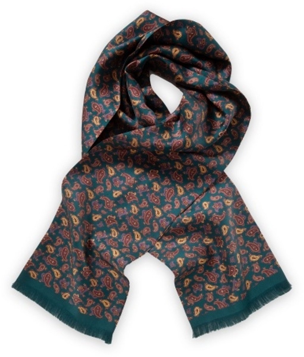 Zijden sjaal paisley petrol