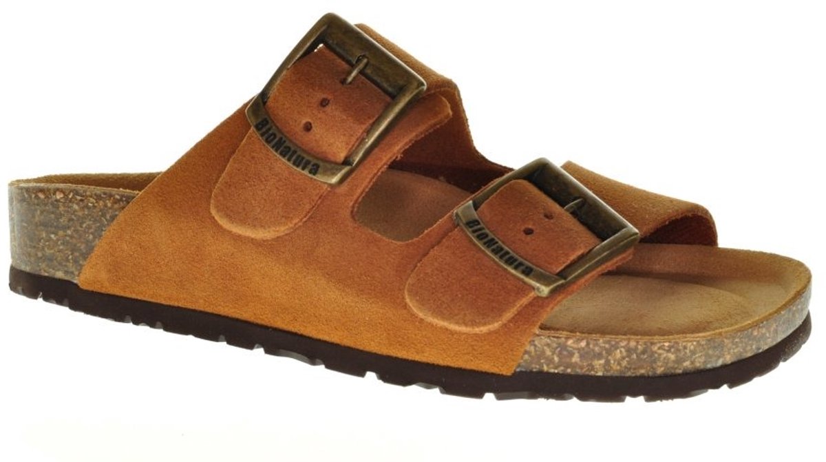 Bionatura Tweeband Slipper Brandy Leder maat 39