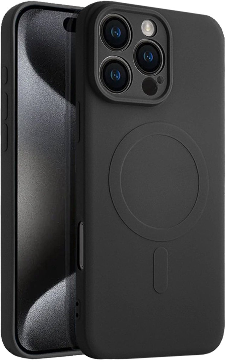 Casify Siliconen Hoesje geschikt voor MagSafe iPhone 16 Pro Max Hoesje - Zwart