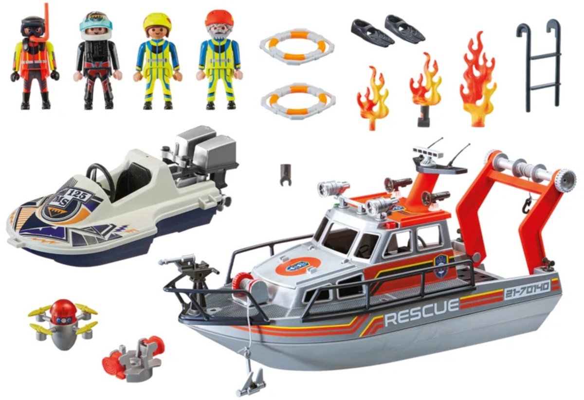 PLAYMOBIL City Action Redding op zee: brandbestrijdingsmissie met reddingskruiser - 70140 — afbeelding 6
