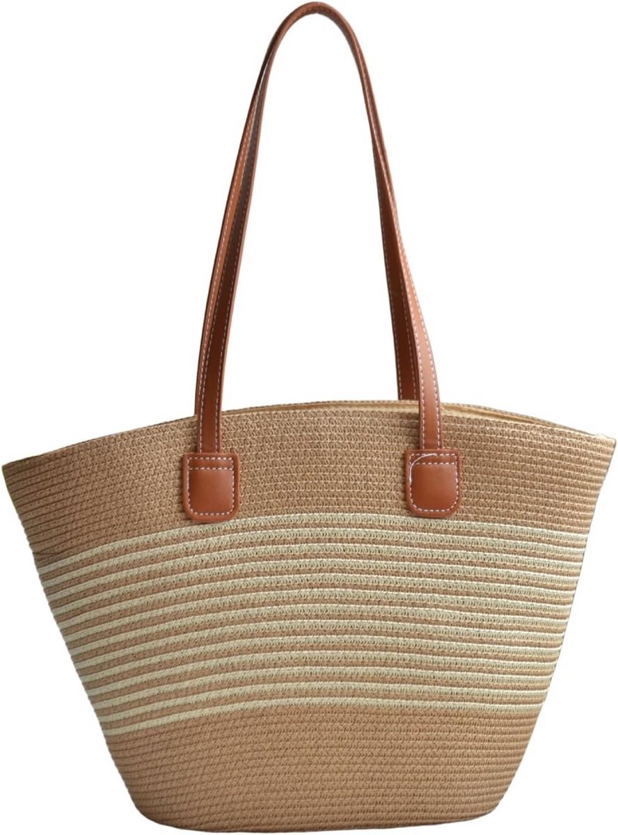 Dames Strooien Tas Strandtas Grote Schoudertas Lichtgewicht Zomer Boodschappentas