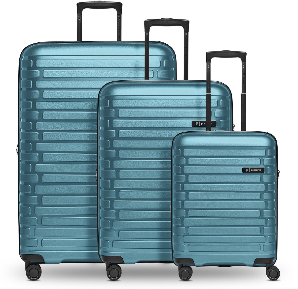 Pactastic Collection 04 THE THREE SET + 4 wielen Kofferset 3-delig met uitbreidingsplooi - Harde bagage - TSA slot - ice blue-metallic