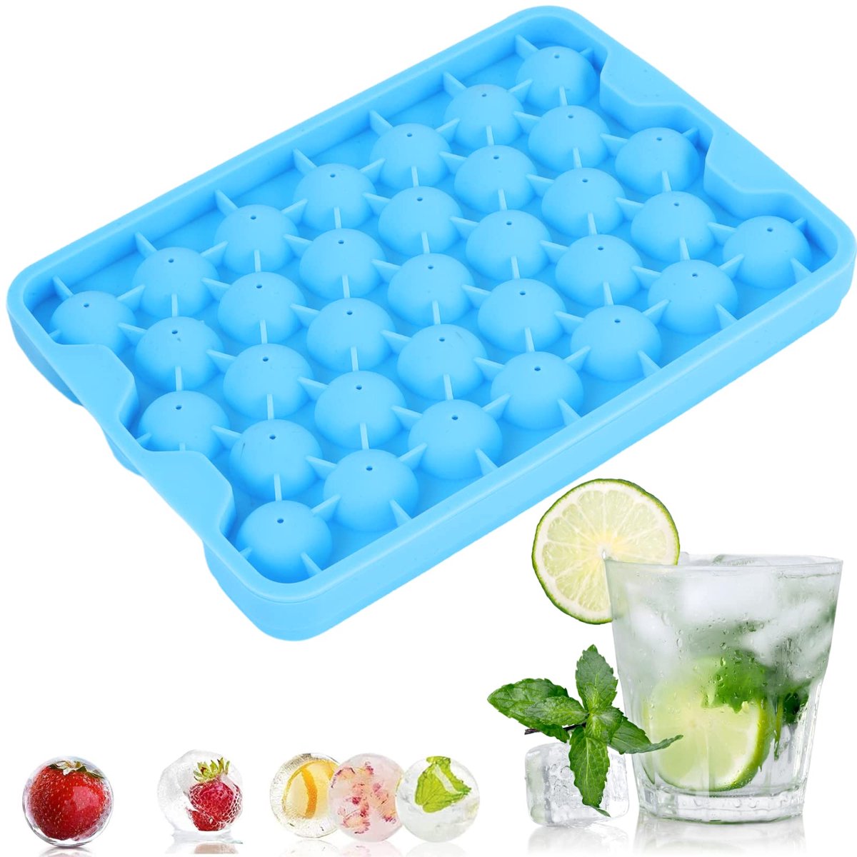 Unyqoos® Ronde siliconen ijsvorm met 33 vakken voor cocktails en meer