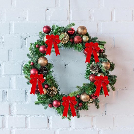 Set van 36 fluwelen strikken met gouden twistbanden voor kerstboom en