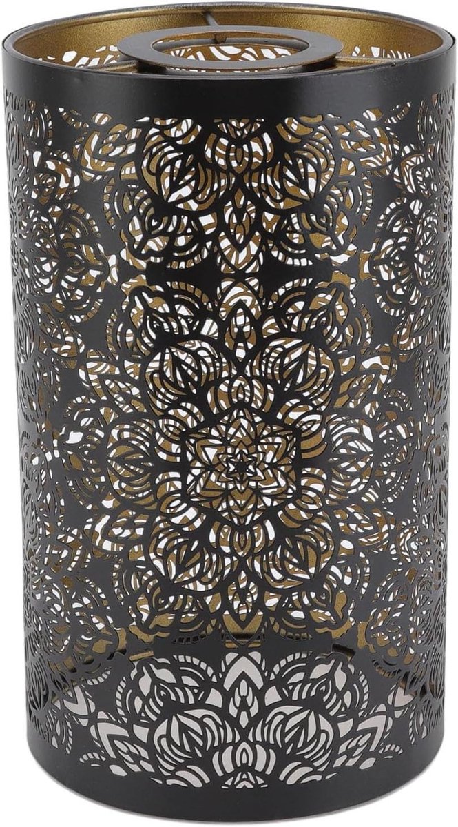 Ronte - Moderne metalen lampenkap met holle snijwerk cilindrisch patroon voor tafel- en wandlampen - E27 E26 fitting - Decoratieve verlichting met moderne stijl voor nachtkastjes - Afneembare lampenkap
