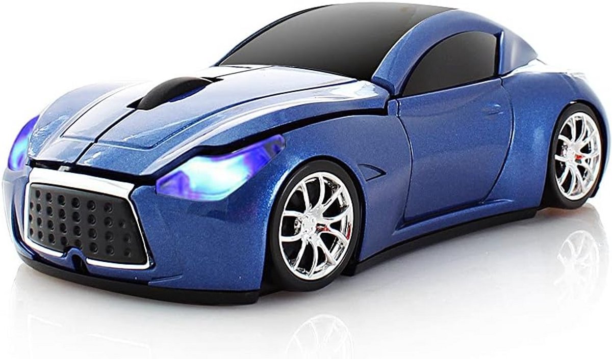 Draadloze Autosport Muis 2.4GHz Optisch - Geschikt voor Desktop en Laptop - Blauw