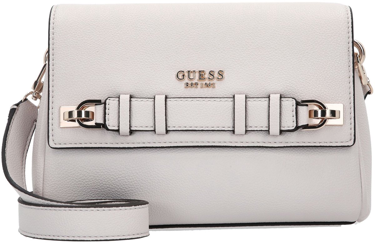 GUESS Gregoria – Sac Bandoulière Crossbody Femme En Simili Cuir Effet Galet, Couleur Cognac – 1 Poche Zip, 6 Fentes Cartes – Taille Compacte 10x3x7 Cm