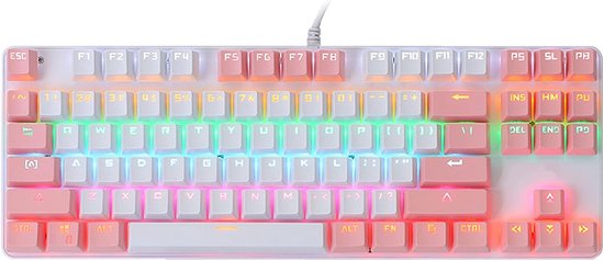 87-Toetsen Mechanisch Gaming Toetsenbord – Blue Switch – Gemengde RGB-verlichting – Kabelgebonden (Blauw)
