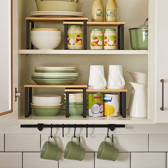 SensaHome - Organisateur de Cuisine - Organisateur de Bureau / Comptoir - Support de Cuisine / Support à Épices / Organisateur de Salle de Bain - Set de 2 - Zwart