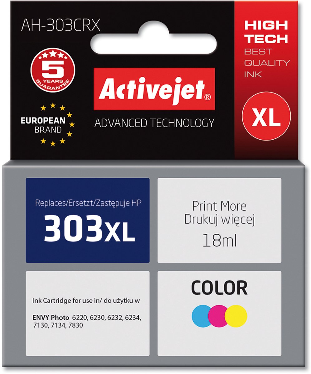 Activejet AH-303CRX inkt (vervanging HP 303XL T6N03AE; Premium; 18ml; kleur)