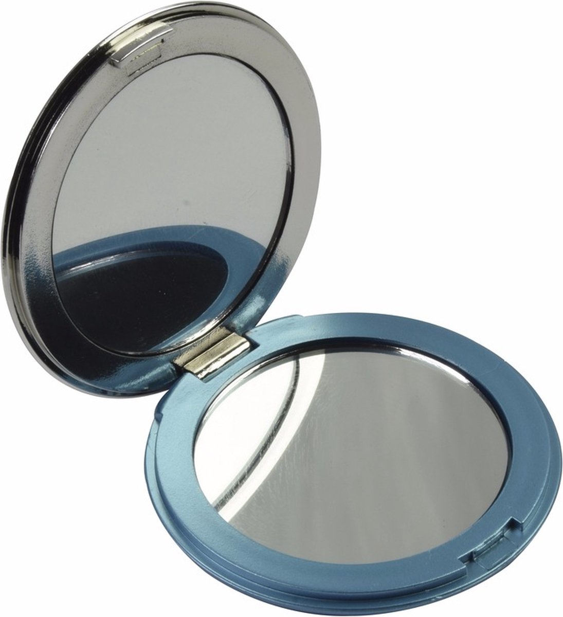 Zak spiegeltje - blauw - D7,5 cm - inklapbaar - make up spiegel