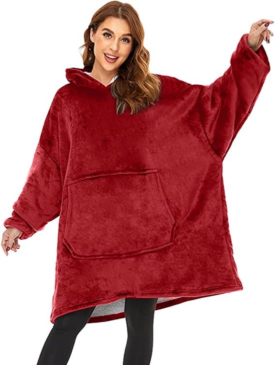 Knusse Draagbare Deken Hoodie | Warme Fleece Oversized Hoodie met Zak