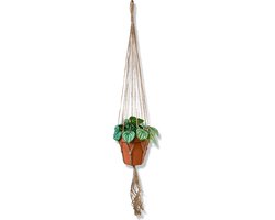 Jute Plantenhanger Voor Grote Plantenpot - 100 cm lang - Geschikt voor Pot met Diameter t/m 30 cm - Handgemaakt in ons Macramé Atelier - Prijs per Stuk - Let op: Exclusief Pot - Inclusief Verzendkosten