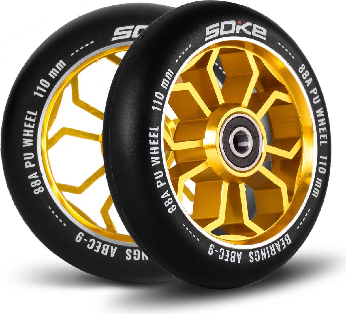 Pro Stuntstep Wielen 110mm24mm Aquareleffect met ABEC-9 lagers geïnstalleerd, 2-pack scooter vervangende wielen (groene PU Rainbow Core Pro Stuntstep Wielen 110mm24mm Aquareleffect met ABEC-9 lagers geïnstalleerd, 2-pack scooter vervangende wielen (groene PU Rainbow Core