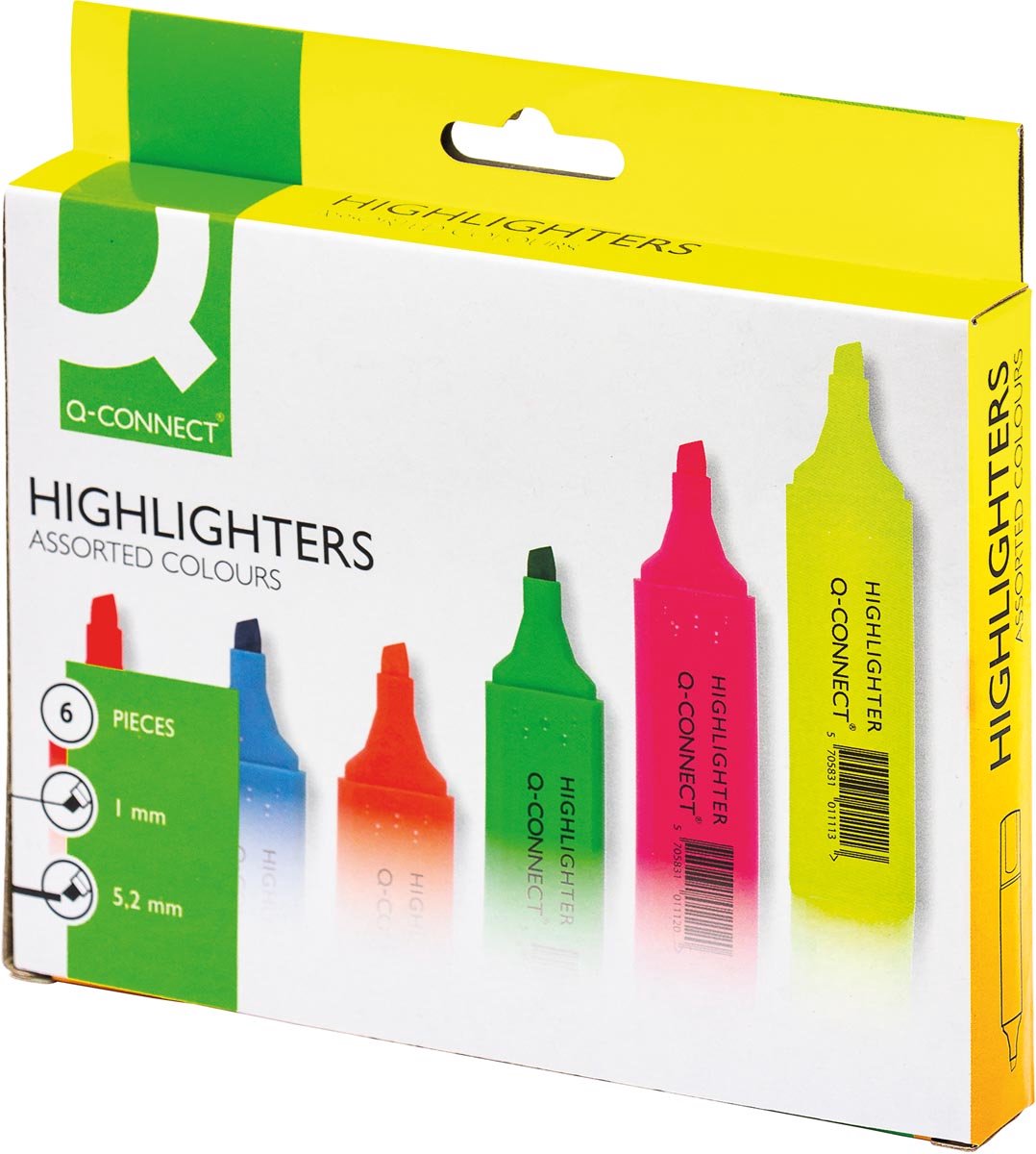 Q-CONNECT markeerstift, pak van 6 stuks in geassorteerde kleuren 60 stuks