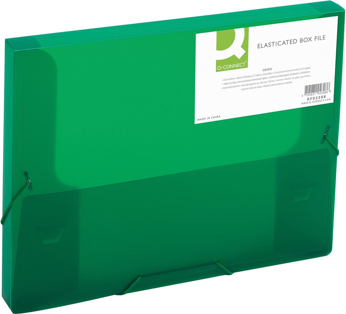 Q-CONNECT elastobox, met elastieken, A4, rug 25 mm, groen 12 stuks